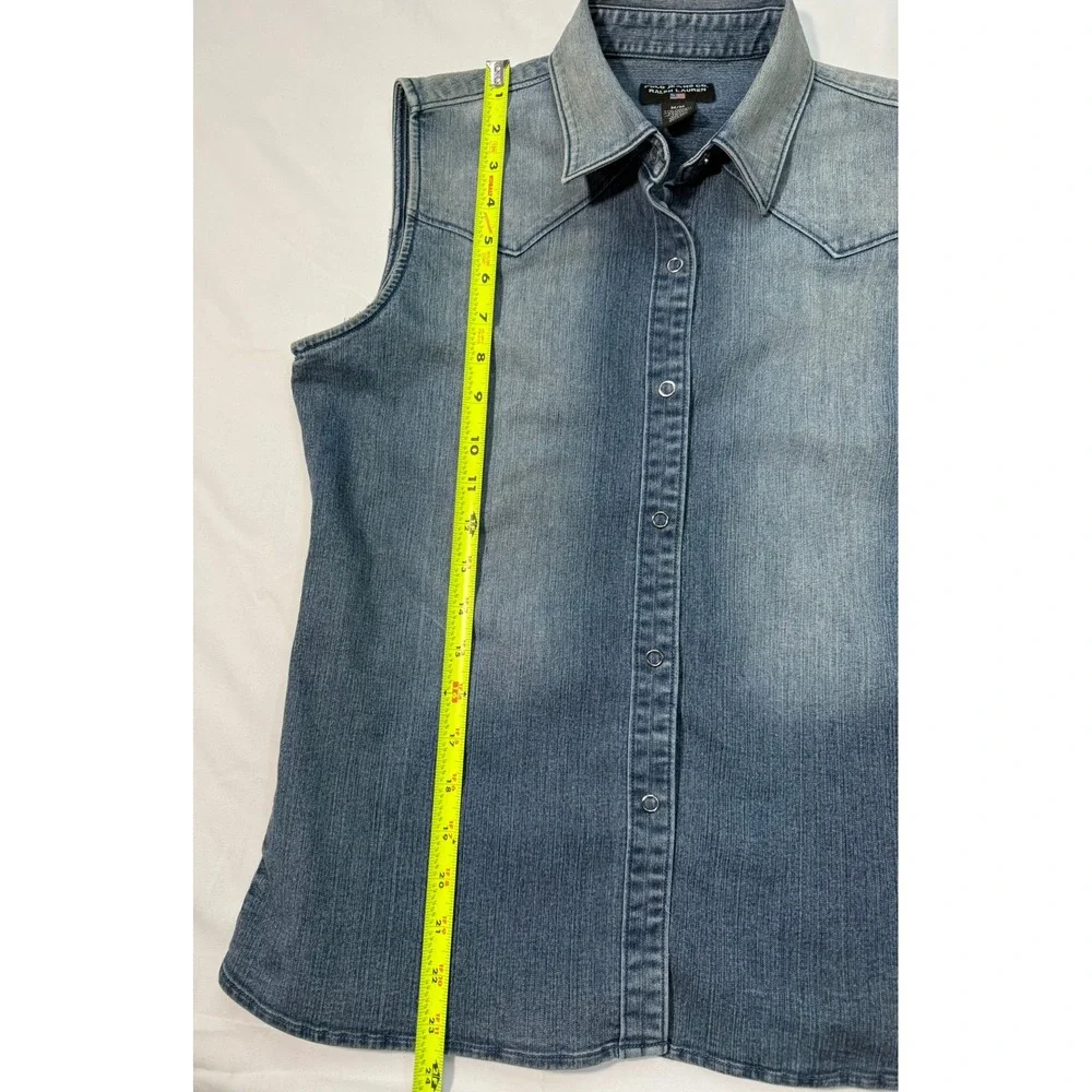 Polo Jeans Co. Ralph Lauren Women's Denim Sleeveless Western Shirt – Medium
